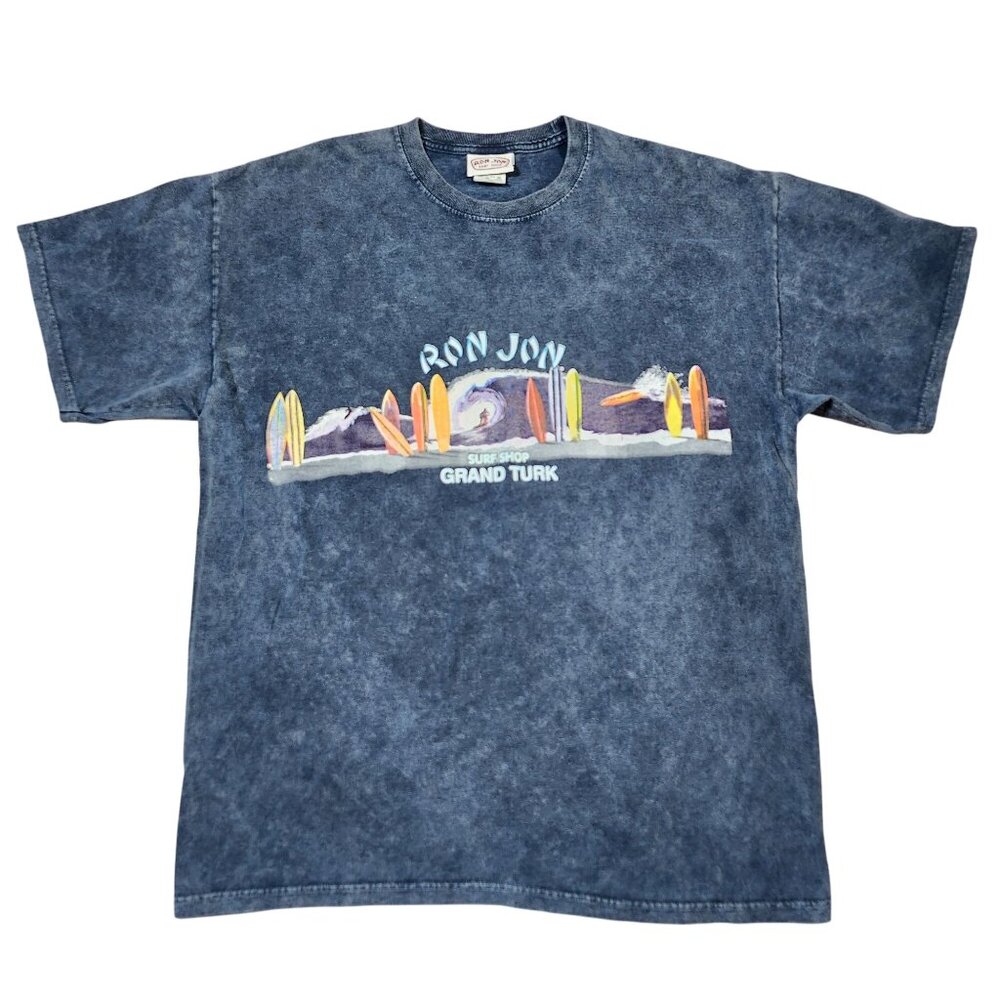 Ron Jon Surf Shop Grand Turk Dark Stonewash Blue T-Shirt Size Large
